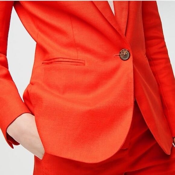 NEW J. Crew Parke Linen Blazer in Brilliant Sunset Size 10 - Picture 4 of 10